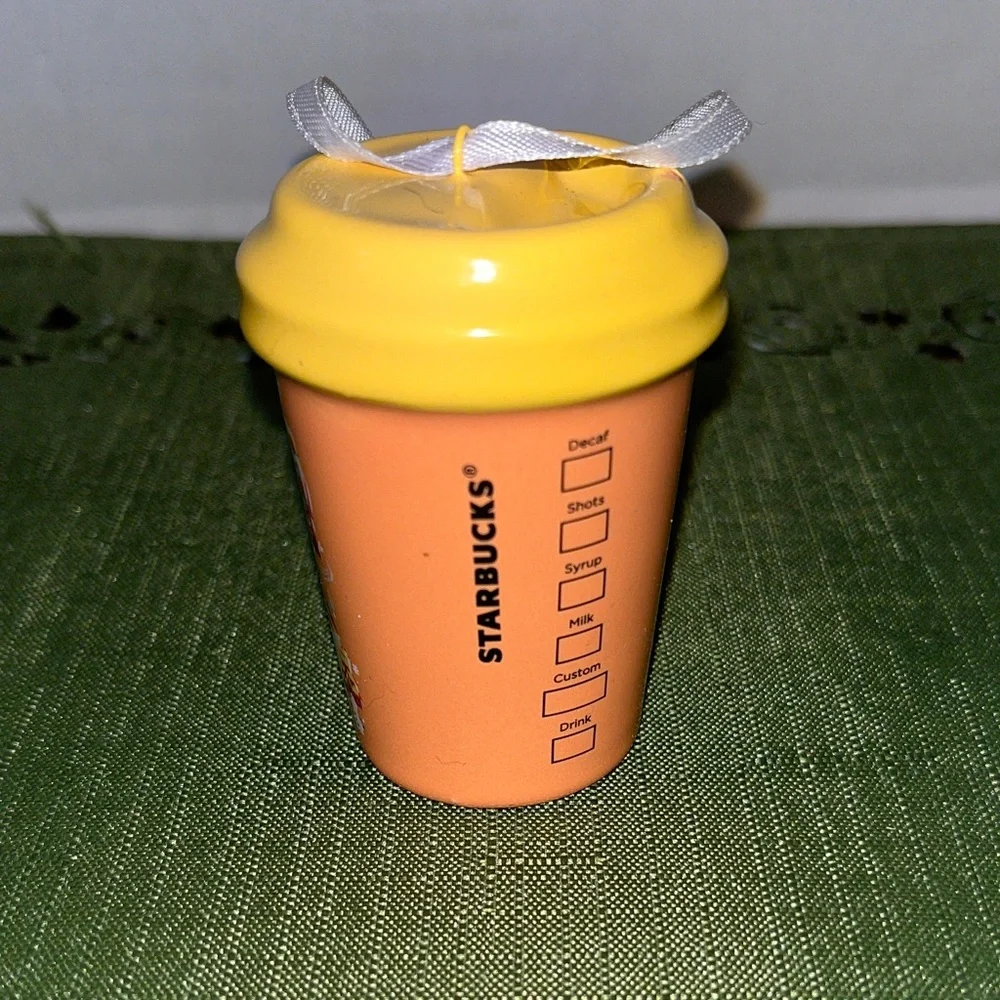 Starbucks Yellow and Orange Epcot Xmas Ceramic Ornament